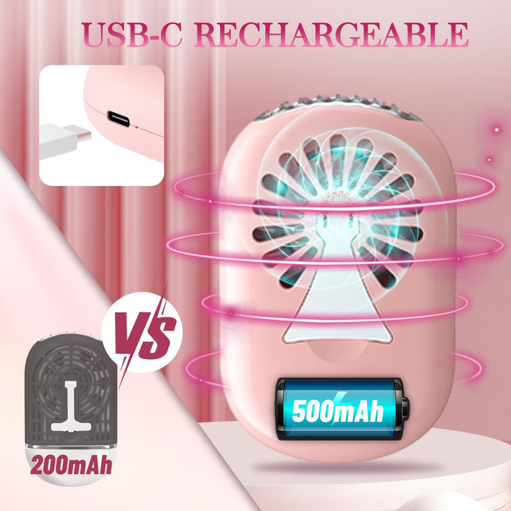 Mini Lash Fan for Eyelash Extensions Portable Handheld Eyelash Fan Dryer with USB-C Rechargeable Lash Extension Fans with Air Blower for Makeup Drying & Cooling, Pink