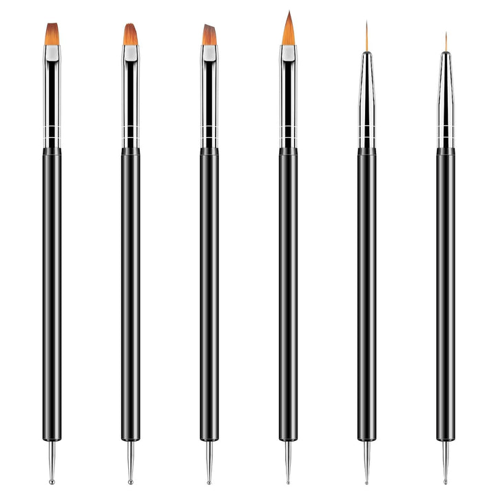 Nail Dotting Tools 6PCS Double-Ended Nail Art Brushes Kit Nail Art Gel Polish Liner Brushes Design Pen for Nail Drawing and Nail Paint Brushes Small Detail Brushes