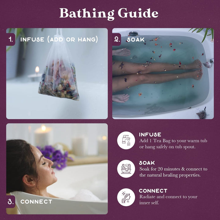 Solar Blend Bath Tea by  | 3 Reviving Bath Soaks with Eucalyptus, Peppermint, Calendula, and Dried Flowers | Self Care Gifts for Women