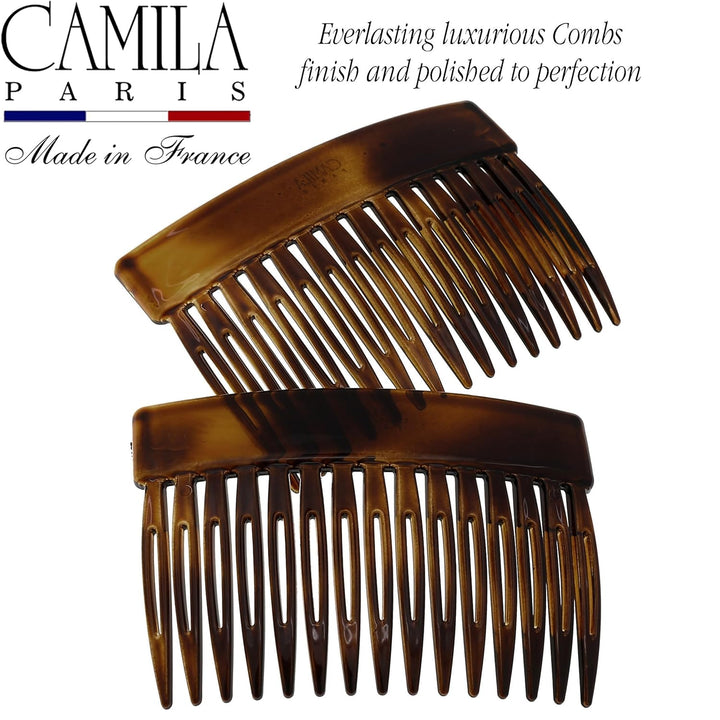 Paris CP2942 French Hair Side Comb, Small Tortoise Shell, French Twist Hair Combs Decorative, Strong Hold Hair Clips for Women Bun Chignon Up-Do Styling Girls Hair Accessories, Made in France