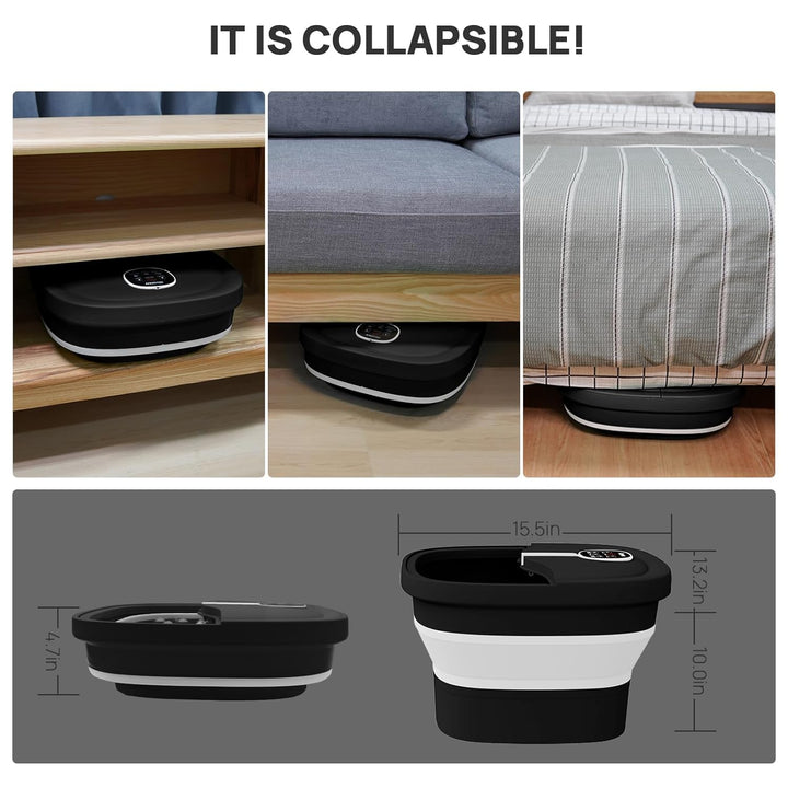 Collapsible Foot Spa Electric Rotary Massage, Foot Bath with Heat, Bubble, Remote, and 24 Motorized Shiatsu Massage Balls. Pedicure Foot Spa for Feet Stress Relief - FS02A