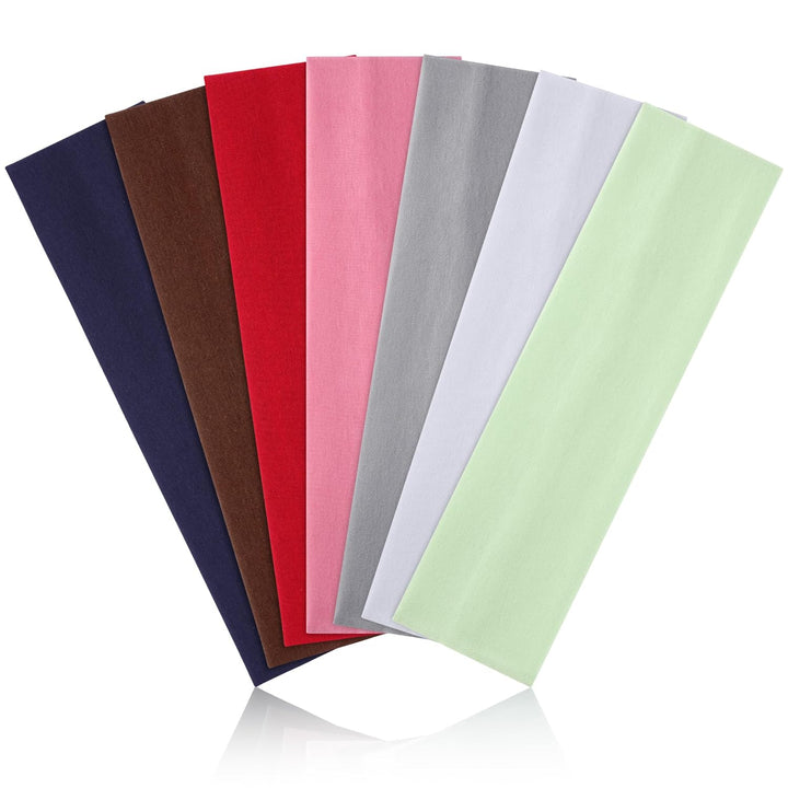 Headbands for Women, Stretchy Non Slip Soft Cotton Cloth Hair Bands for Sports, Workout, Yoga and Running, 7Pcs (Black, White, Medium Gray, Navy, Light Brown, Flesh, Floral Gray)