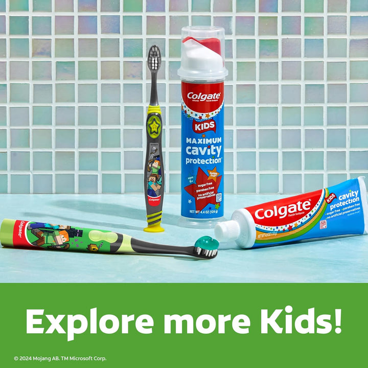 Kids Battery Powered Minecraft Toothbrush, Extra Soft Kids Battery Toothbrush with 1 AA Battery Included, Made for Ages 3 and Up, Features Easy on and off Switch, Flat Lay Handle, 1 Count