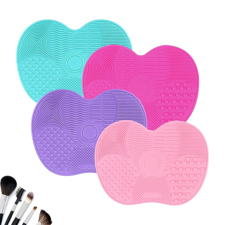 2 Pcs Silicone Make up Brush Cleaning Mat, Makeup Brush Cleaner Mats, Cosmetic Cleaning Pads, Portable Washing Tool with Suction Cup for Makeup Cosmetic Brushes