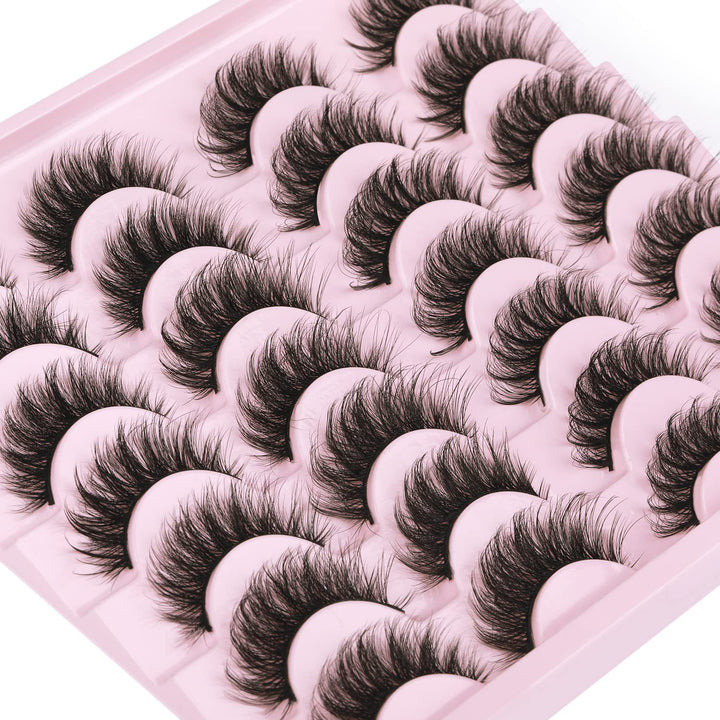 False Eyelashes 14Mm Faux 3D Mink Lashes Natural Look Cat Eye Wispy Lashes Pack by , 14 Pairs