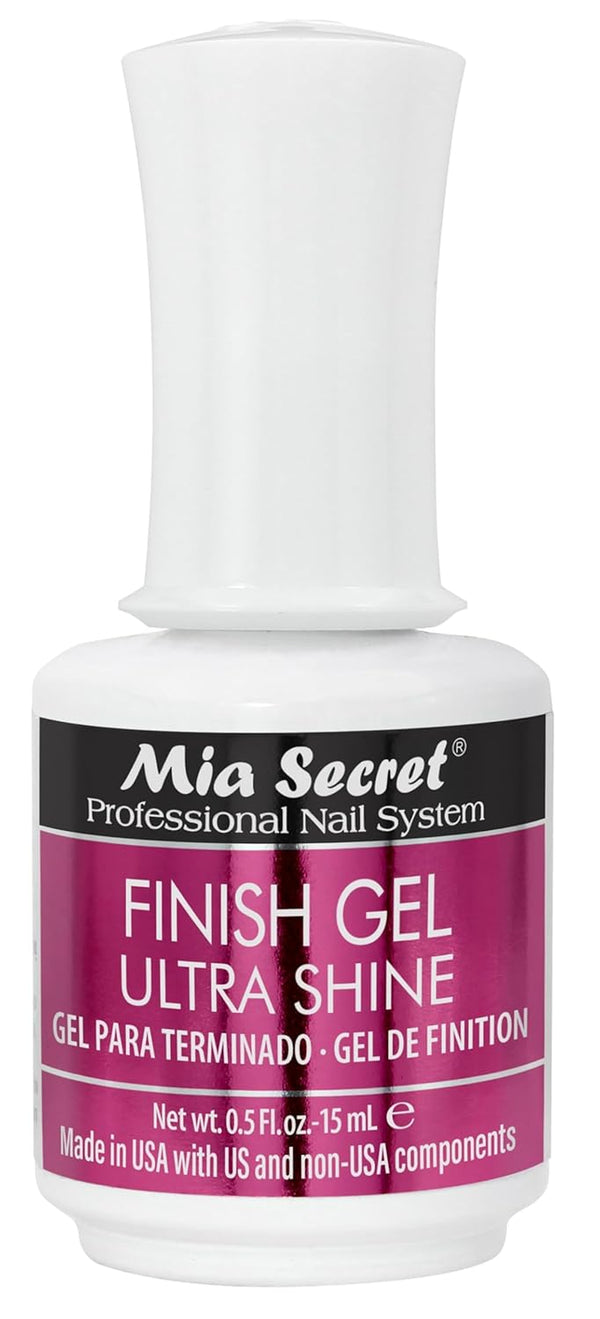 UV Finish Gel Top Coat for Gel or Acrylic 15 Ml - No Wipe Clear Nail Polish - High Gloss Top Coat for Artificial Nails