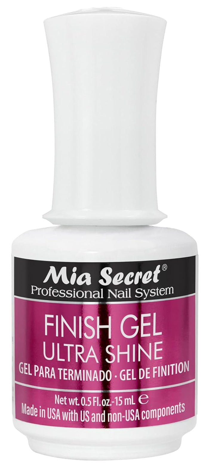 UV Finish Gel Top Coat for Gel or Acrylic 15 Ml - No Wipe Clear Nail Polish - High Gloss Top Coat for Artificial Nails