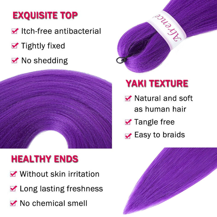 Purple Braiding Hair Pre Stretched Long Braid 30 Inch 2 Packs Professional Braiding Hair Extensions Synthetic Crochet Twist Braids (30 Inch, Purple)