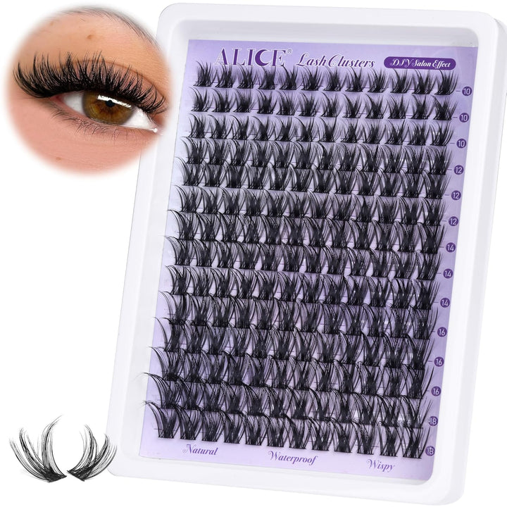 Lash Clusters Wispy Eyelash Clusters 10-18Mm 168Pcs Cluster Eyelash Extensions Natural Volume Lash Extensions DIY Individual Lashes Clusters with Soft Thin Band