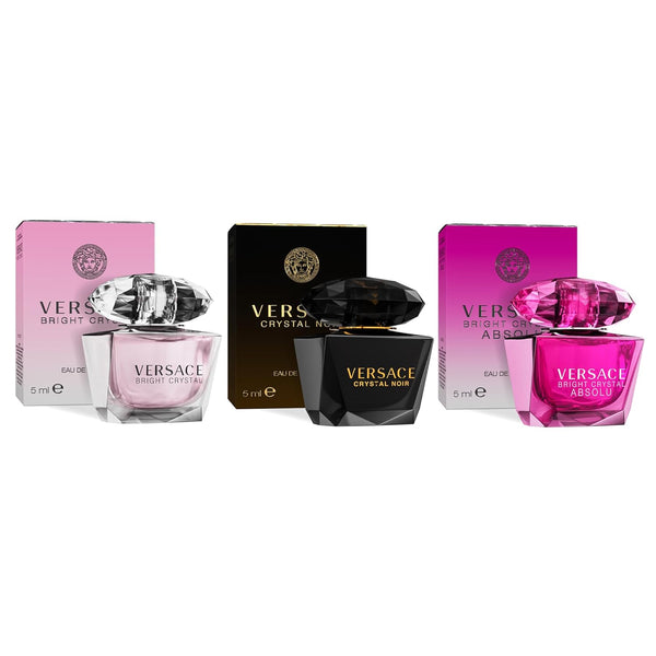 Perfume for Women Set of 3 Mini, Bright Crystal, Crystal Noir, Bright Crystal Absolu, Perfume for Women Fragrance Sampler Set Designer Womens Samples (3 Count, 0.17 Oz)