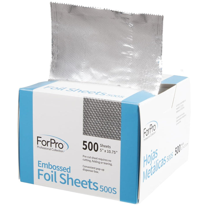 Embossed Foil Sheets 500S, Aluminum Foil, Pop-Up Dispenser, for Hair Color Application and Highlighting Services, Food Safe, 5" W X 10.75" L, 100-Count