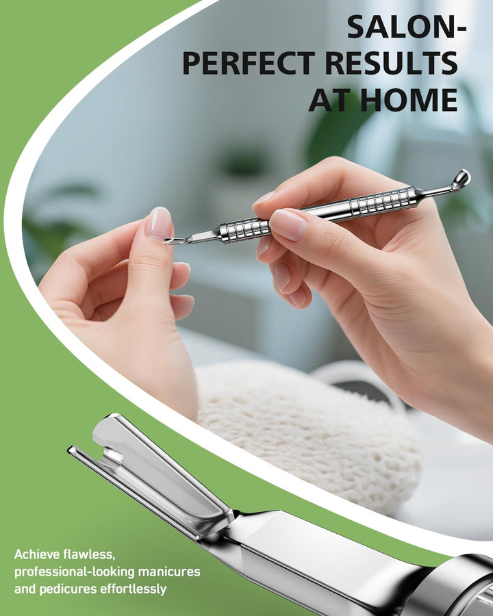 Professional Cuticle Pusher & Trimmer for Women - 2-In-1 Nail Cuticle Remover Tool for Perfect Manicures & Pedicures, Silver