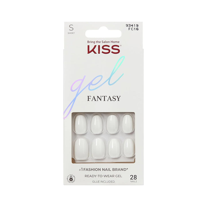 Gel Fantasy, Press-On Nails, Nail Glue Included, 'One Call', Red, Short Size, Oval Shape, Includes 28 Nails, 2G Glue, 1 Manicure Stick, 1 Mini File