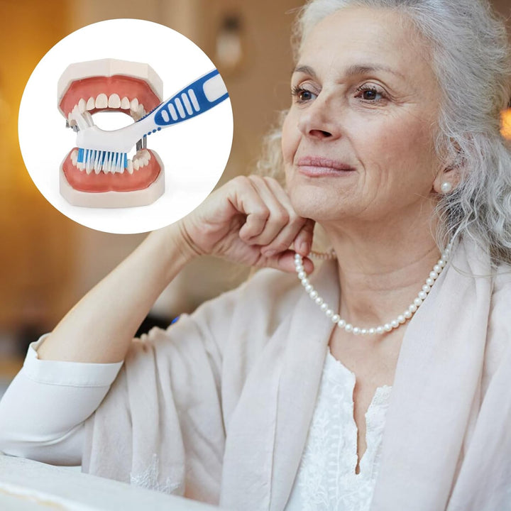 Denture Brush,4Pcs Denture Toothbrush,Dentures Cleaner Brush for Dental Devices,Mouth Guard, False Teeth,No-Slip Handle Dental Appliance Cleaning Brushs (4 Colors 4Pcs)