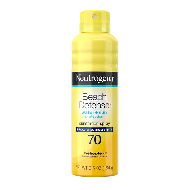 Beach Defense Sunscreen Spray SPF 70 - Broad Spectrum Sun Protection for Face & Body, Water-Resistant Sunscreen Formula, Lightweight & Fast-Absorbing, 6.5 Fl. Oz. (184 Ml)