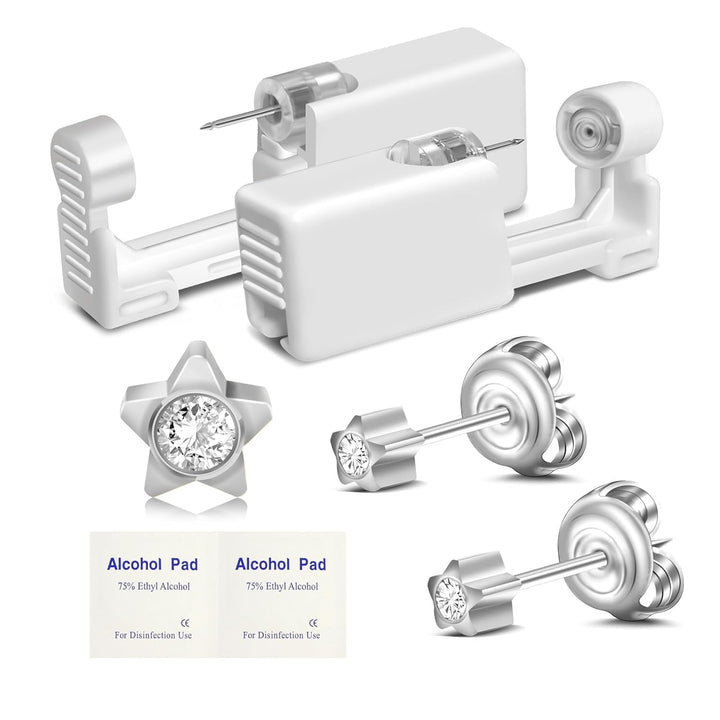 2 Pack Disposable Ear Piercer Safe Piercing Ear at Home Self Use Ear Piercing Gun Kit for Girl Women with Sterilized Ear Stud（205#）