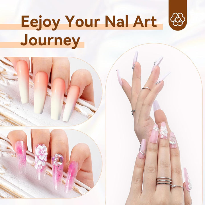 3Pcs Acrylic Nail Brush Set, Size 8/10/14 Kolinsky Acrylic Nail Brushes for Acrylics Application, Acrylics Powder Nails Art Extension with Black & White Handle for Beginner & Professional