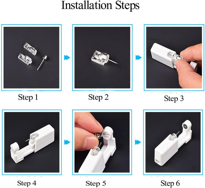 Ear Piercing Kit, 2 Pcs Disposable Ear Piercing Gun with Preloaded Ear Stud, at Home Self Ear Piercing Gun Kit
