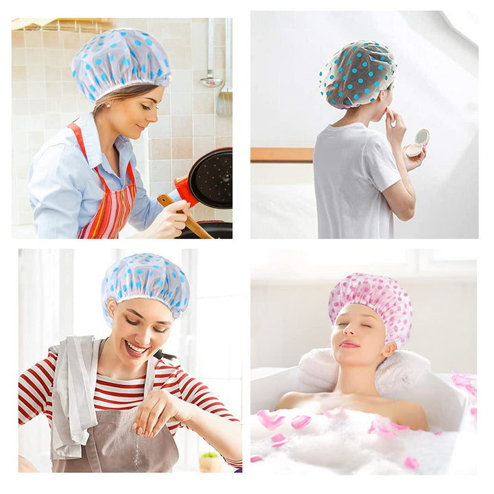 Shower Cap, 3 Pcs Waterproof Reusable Shower Caps Bath Hair Hat Stocking Stuffers for Women Men Kids