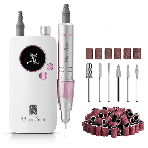 Portable Nail Drill 30000 RPM, SC320F Professional Rechargeable Electric Cordless Nail File for Acrylic Nails Gel Polishing Removing, Efile Nail Kit for Manicure Salon Home, Rose