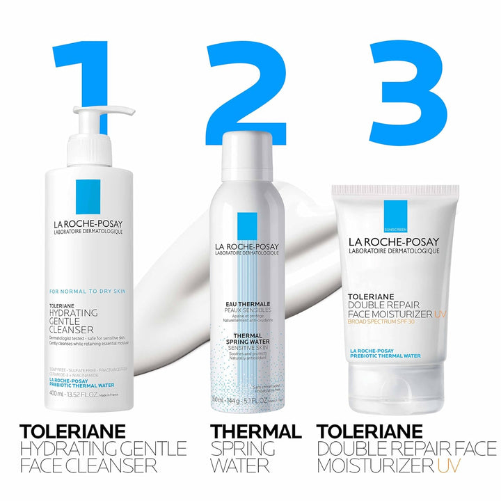 Toleriane Double Repair UV SPF Moisturizer for Face, Daily Facial Moisturizer with Sunscreen SPF 30, Niacinamide and Glycerin, Oil Free, Moisturizing Sun Protection