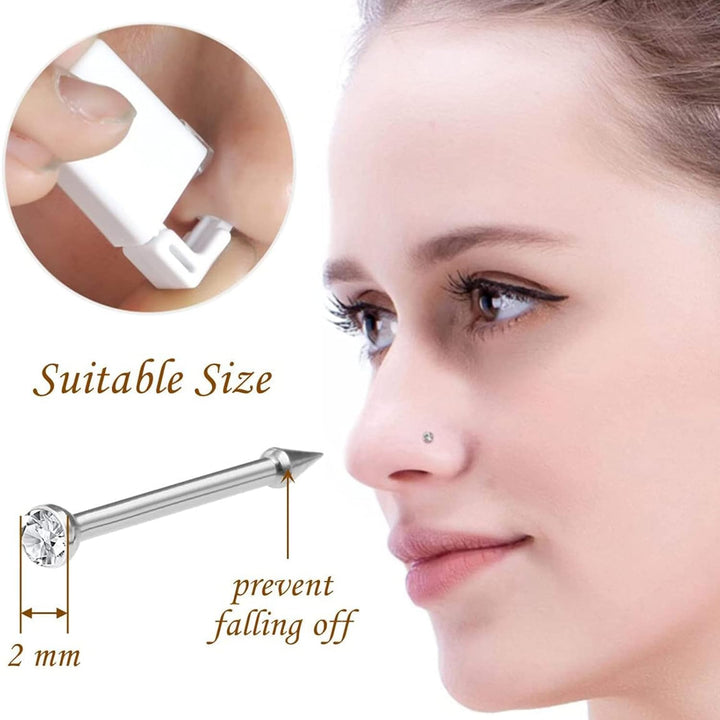 Nose Piercing Gun Kit -  18Pcs Self Nose Piercing Kit Including 6Pcs Disposable Nose Piercing Gun with 6Pcs Built-In Nose Studs and 6Pcs Clean Tools for Ear Cartilage Tragus Helix Piercing Kit