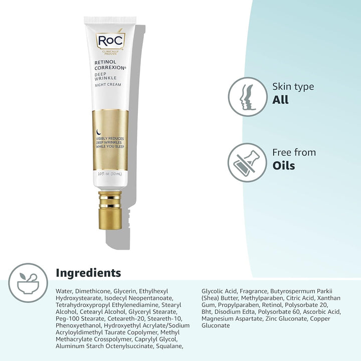 Retinol Correxion Night Cream for Deep Wrinkles, anti Aging Skincare Treatment Women and Men, 1.0 Oz (Packaging May Vary)