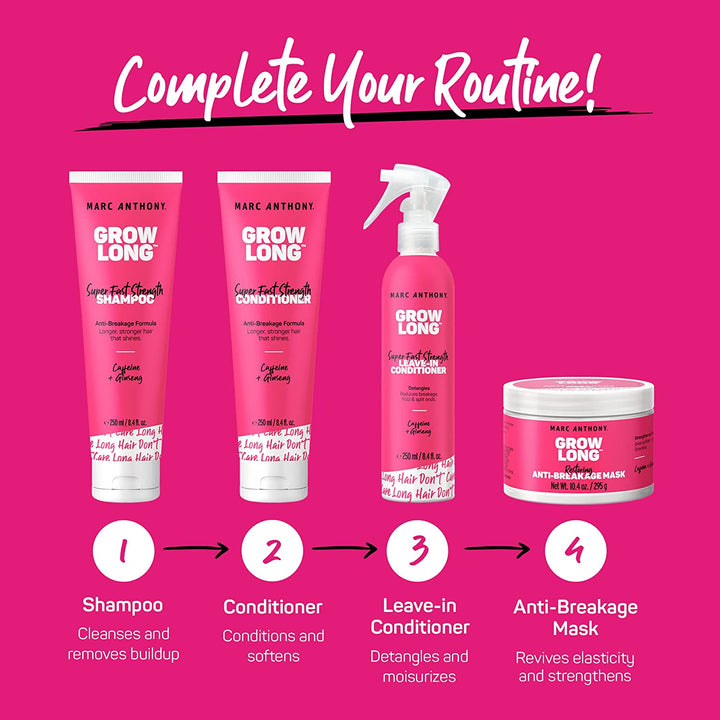 Shampoo and Conditioner Set, Grow Long Biotin - Anti-Frizz Deep Conditioner for Split Ends & Breakage - Vitamin E, Caffeine & Ginseng for Curly, Dry & Damaged Hair