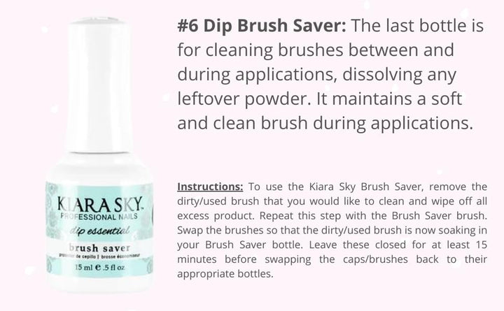 Dip Manicure Nail Liquid Essentials | 0.5 Fl Oz | Step #6 Brush Saver (Cleans Brushes)