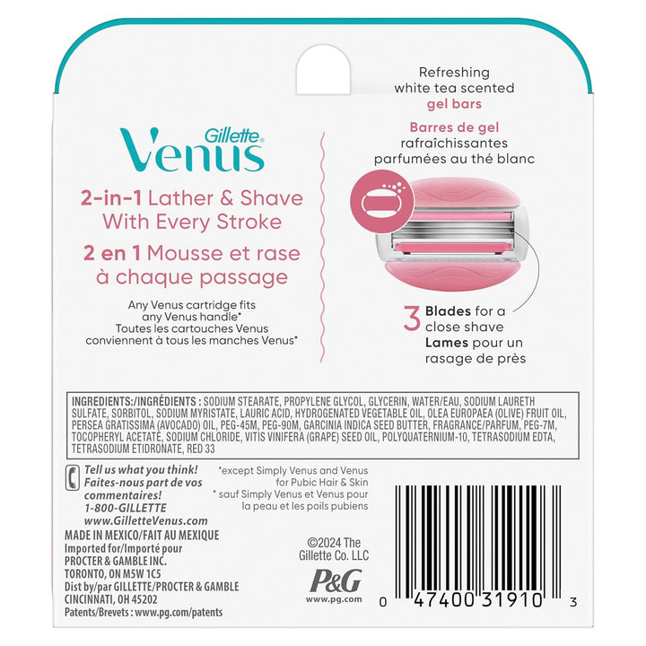 Comfortglide White Tea Women'S Razor Blades, 3-Blade Razor Refills, 6 Count