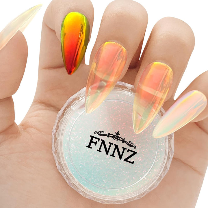 Unicorn Chrome Nail Powder, Aurora Unichrome Mermaid Aurora Nail Powder Pigment Pearlescent Nail Art Glitter Decoration for Home DIY Nail Salon Manicure - Glacier Ocean