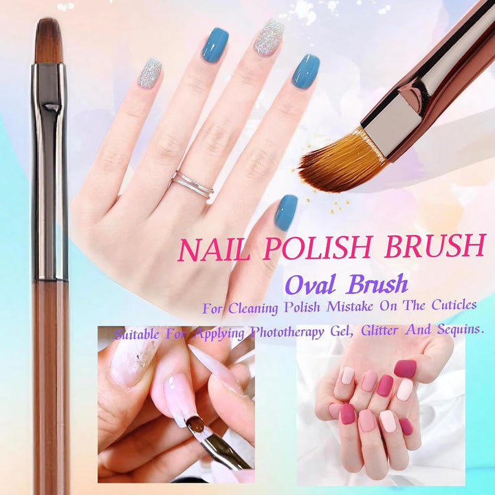 5Pcs Nail Art Liner Brushes, Liner Brush for Nails Gel, Thin Nail Art Brush, Sizes 7/9/11/15/25Mm. 3Pcs Nail Art Clean up Brushes, for Nail Design Painting Diy and Clean Polish Mistake on the Cuticles