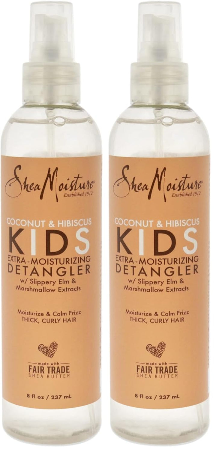 Kids Extra Moisturizing Detangler Coconut and Hibiscus for Curly Hair Hair Care Product with Shea Butter 8 Oz