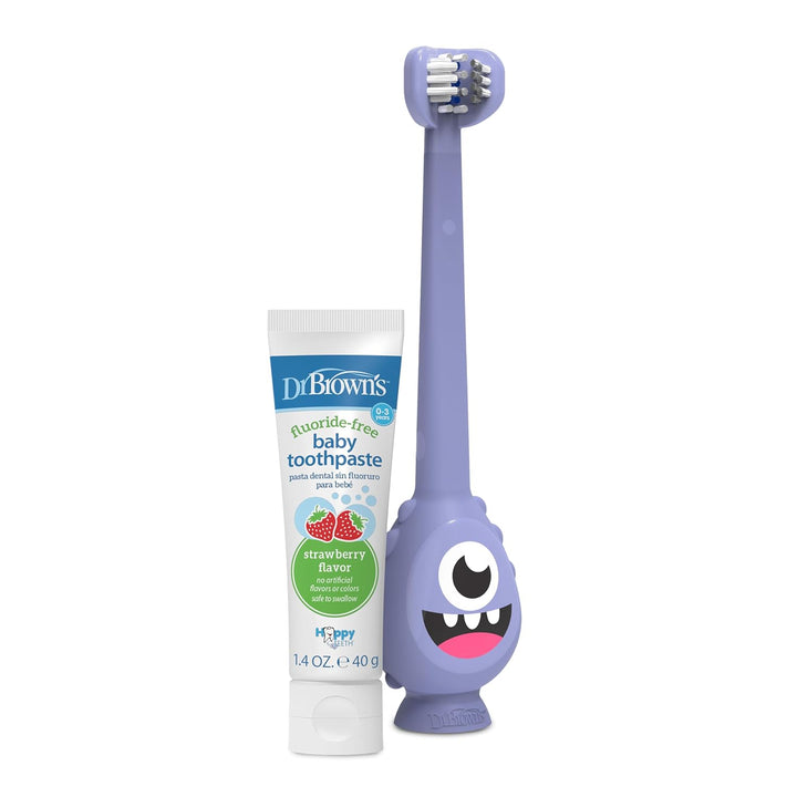 Toothscrubber Toothbrush, Three-Sided Toddler Training Toothbrush for Ages 1-4 Years with Suction Cup Base and Color Changing Bristles