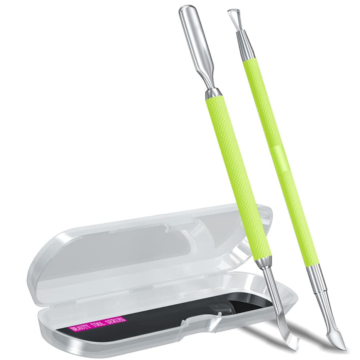 2PCS Metal Silver Cuticle Pusher and Scraper, Nail Trimmer Cutter Stainless Steel Gel Scraper Tool, Nail Polish Remover Peeler Durable Salon Manicure Pedicure Cleaner for Fingernail and Toenail