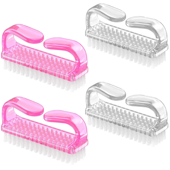 Handle Grip Nail Brush, Nail Brushes Hand Fingernail Brush Cleaner Scrubbing Kit Pedicure for Toes and Nails Men Women (4 Pack)