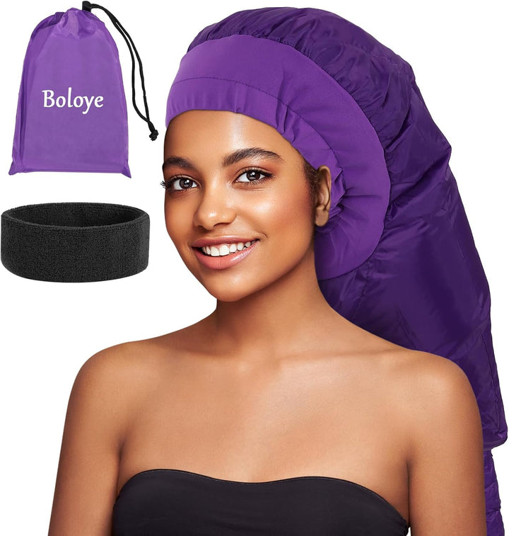Hair Dryer Bonnet Attachment – 28.5" XL Hooded Dryer Cap for Faster Drying & Deep Conditioning, Extra-Large Space Fits Thick, Curly Hair & Styling Tools (Black, Extra Large)