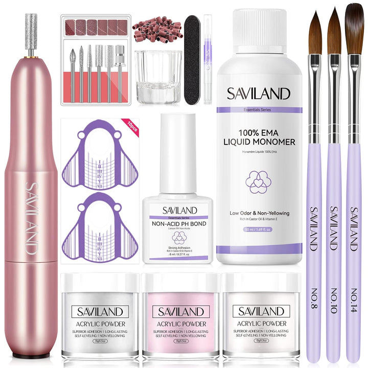 Advanced Acrylic Nail Kit for Beginners: 30G Clear Acrylic Powder and Liquid Set with Brush Forms Manicure Tools Extension Nails Kit Beginner with Everything for Home DIY Nail Art Salon