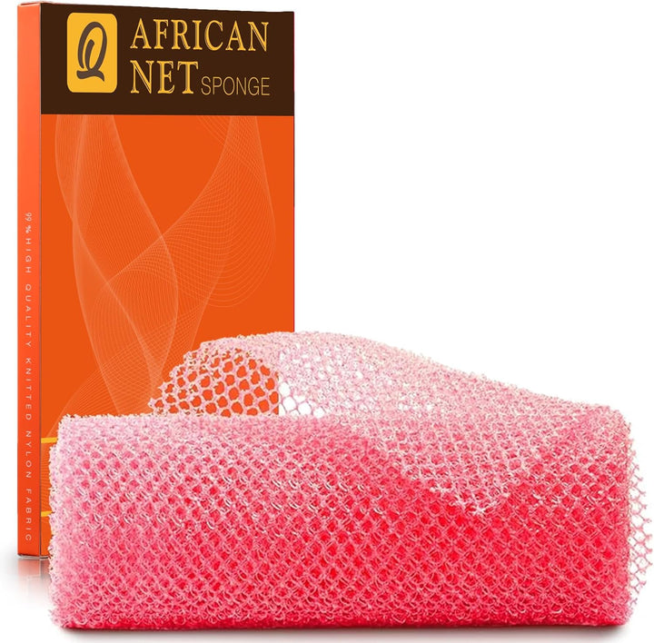 3 Pieces African Bath Sponge African Net Long Net Bath Sponge Exfoliating Shower Body Scrubber Back Scrubber Skin Smoother,Great for Daily Use (Pink,Yellow,Purple)