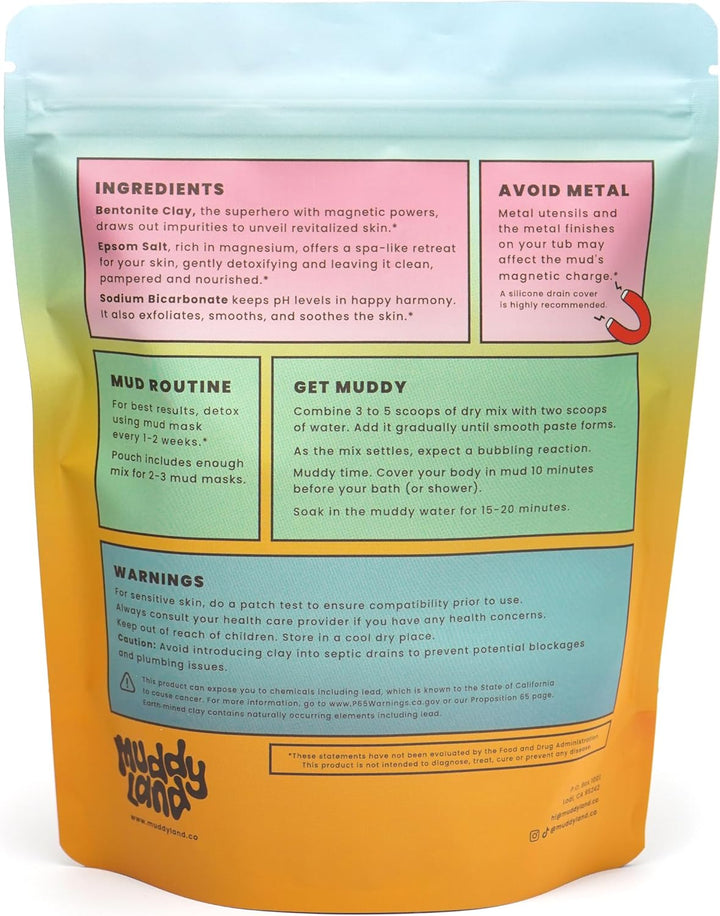 Bentonite Clay Detox Bath Soak Powder & Full Body Mud Mask – Mineral-Rich Clay with Epsom Salt for Adults & Kids – Heavy Metal Detox Bath – Mud Magnet by