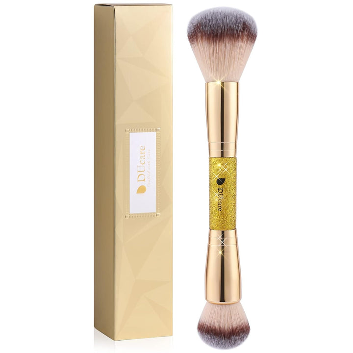 Foundation Brush Contour Bronzer Makeup Brush Double Ended Self Tanner Brush Sculpting Brush for Blending Liquid Powder Concealer Cream Cosmetics Blush Buffe