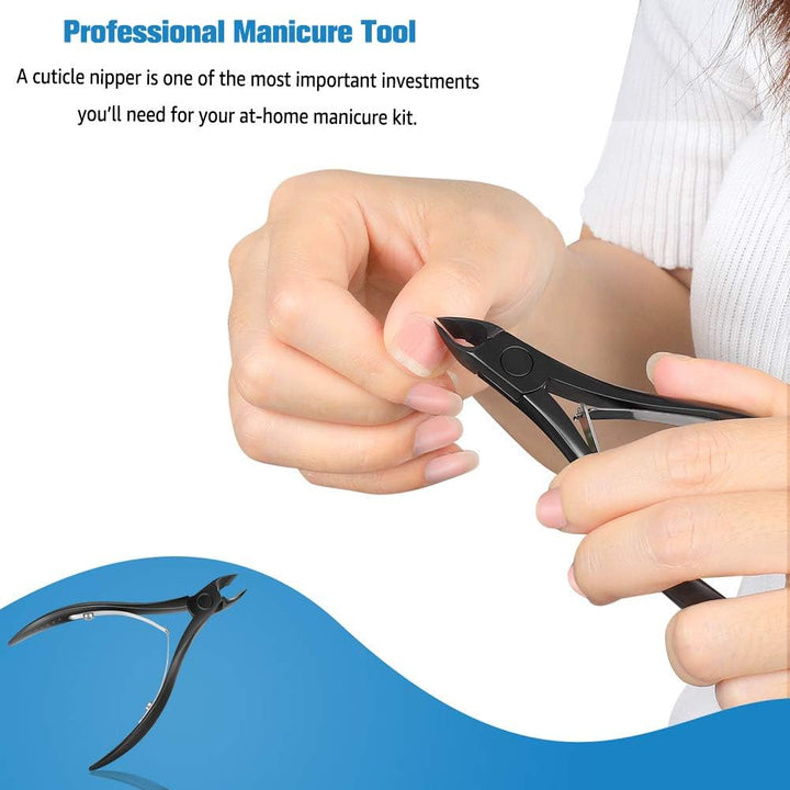 Cuticle Cutters 1/2 Jaw - Professional Stainless Steel Cuticle Clippers Nail Cuticle Remover Tool, Nail Dead Skin Clipper - BLACK