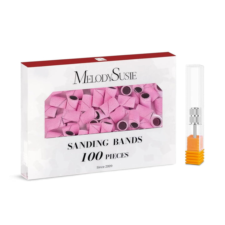 100 Pcs Nail Drill Bits Sanding Bands for Nail Drill 180 Fine Grit Nail File Sanding Bands for Acrylic Nails Gel Manicures and Pedicure