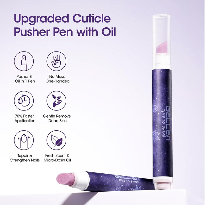 4-In-1 Cuticle Pusher Pen with Micro-Dosin Oil, Cuticle Remover & Cuticle Oil in a Pen, Ceramic Nail Pusher Pen for Hangnails & Dry & Damaged Nails, Nail Care Pen for Repair & Nourish Nails