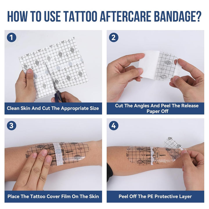 Tattoo Aftercare Second Skin Tattoo Cover up Patch - 6 Inches X 2 Yards Tattoo Wrap, Breathable, Waterproof, Transparent, Latex-Free Film, Protective Tape for Skin Recovery