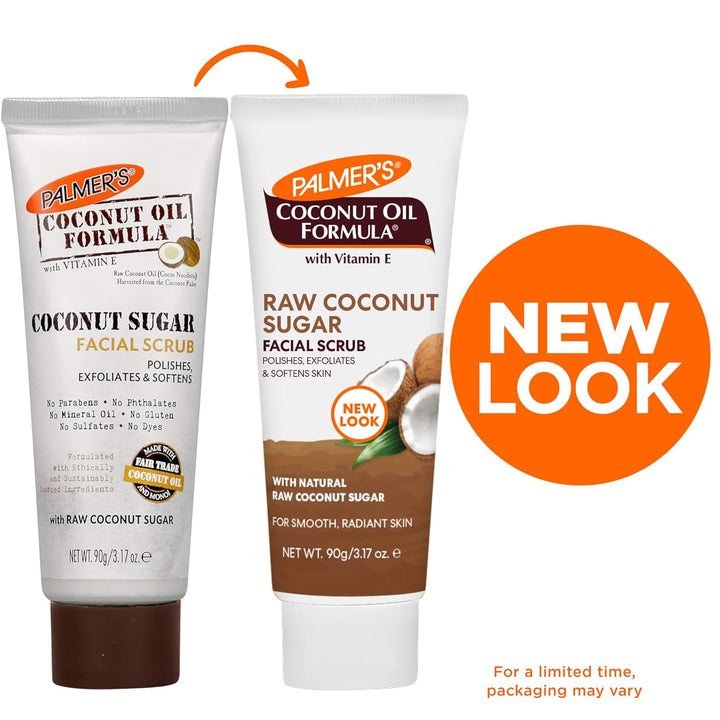 Coconut Oil Formula Coconut Sugar Facial Scrub Exfoliator, Face Scrub to Gently Exfoliate Away Dirt and Dead Skin Cells with Chamomile to Soften & Calm, 3.17 Ounces (Pack of 1)