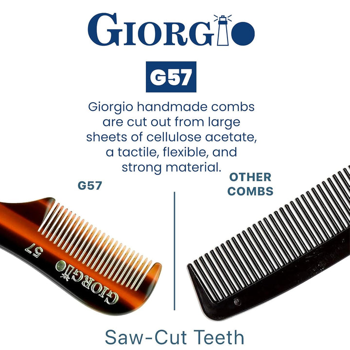 G57 Extra Small Men'S Fine Tooth Beard and Mustache Comb for Facial Hair Grooming and Styling. Wallet Pocket Comb Beard Comb for Men, Handmade, Saw-Cut and Hand Polished
