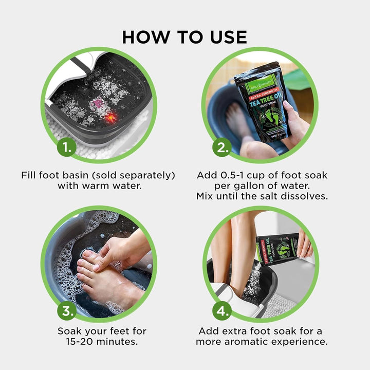 Foot Soak Salts- Variety Pack of 4- Tea Tree Oil, Muscle Relief, Calming Lavender & Citrus Soak- for Foot Pain, Soreness, Athlete’S Foot, Odors, Calluses-Made in USA