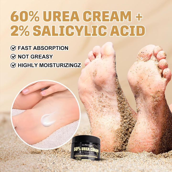 60% Urea Cream with 2% Salicylic Acid, Urea Cream 60 Percent for Feet & Hands- Maximum Strength Moisturizer for Rough, Dry, Thick & Cracked Skin, Callus Remover, Deep Hydration, 150G