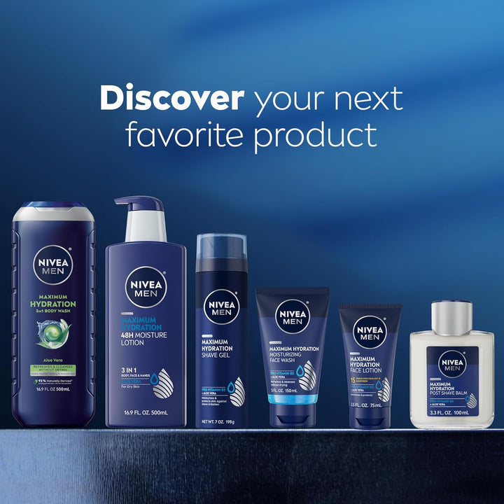 Maximum Hydration Body Wash for Dry Skin, Aloe Vera Enriched, 3-In-1 Moisturizing Body Wash, Face and Hair, Paraben Free, Vegan Formula, 16.9 Fl Oz Bottle, Pack of 3